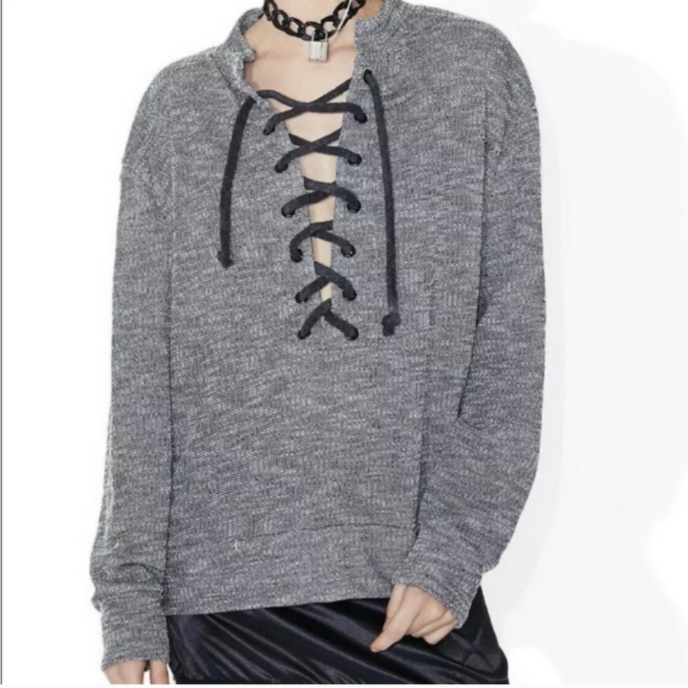 NWT Revolve Daydream Nation Terry Dream Lace Up Sweater Pullover